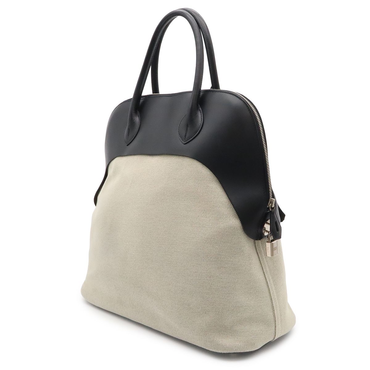 Hermes Bolide Boston Bag Travelbag Tote Vache Hunter Twill Tech Black Natural — view 2