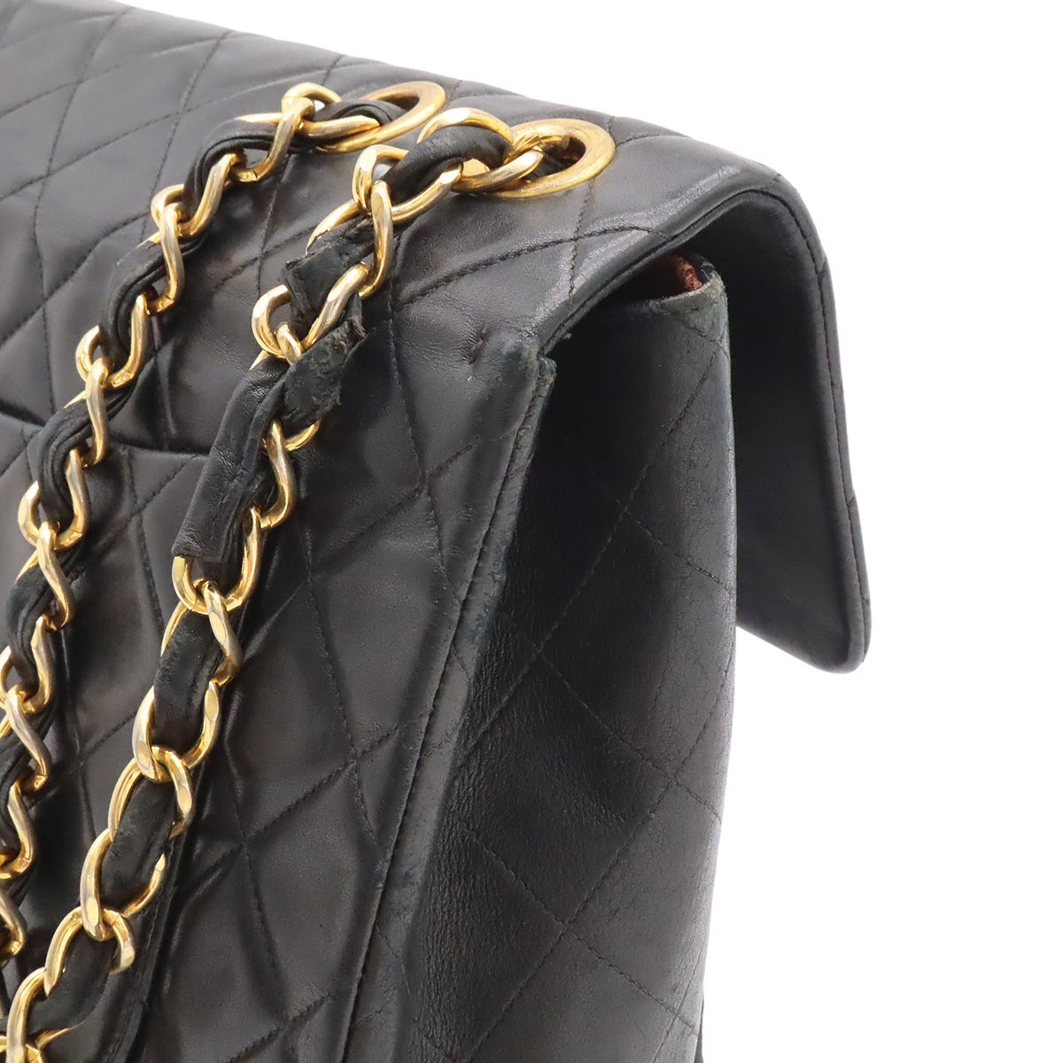 Chanel Maxi Quilted 34 CC Logo Chain Shoulder Bag 2-Way Leather Black Gold — view 4