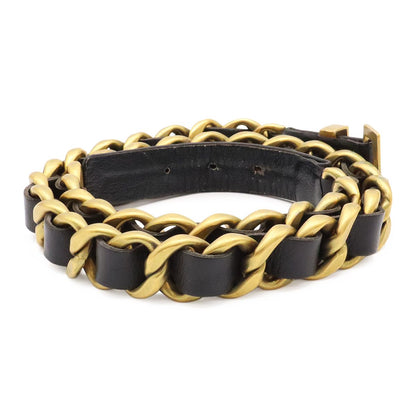 Chanel Leather Chain Belt Black Gold 75 94A — view 2