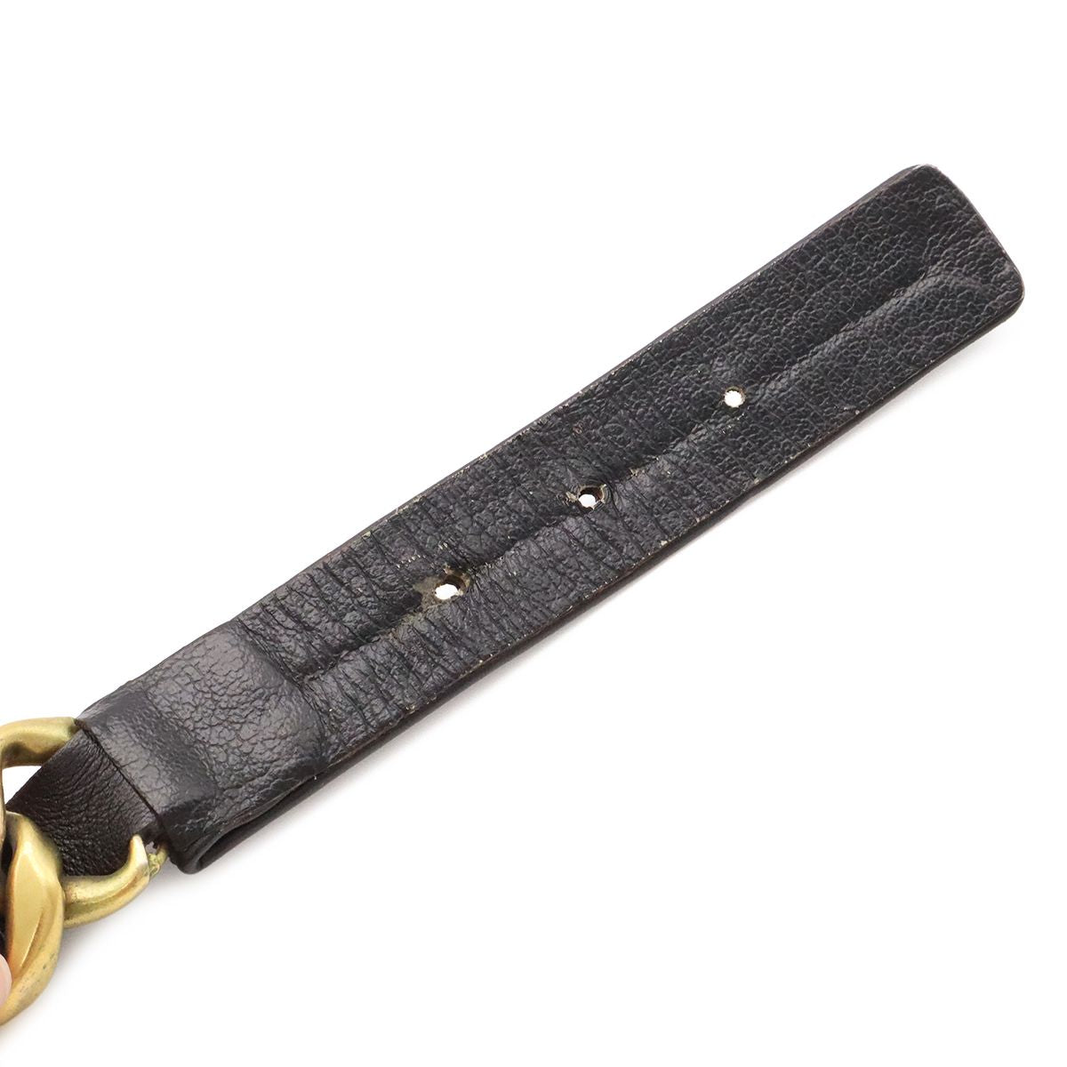 Chanel Leather Chain Belt Black Gold 75 94A — view 8