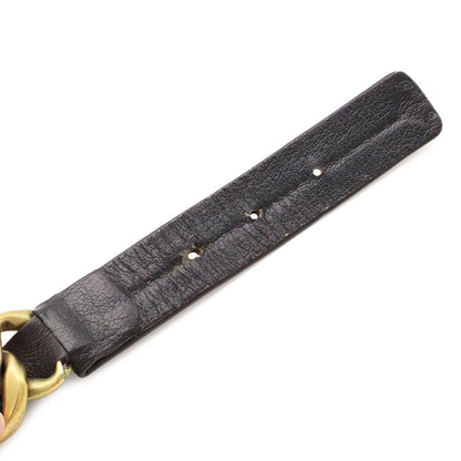 Chanel Leather Chain Belt Black Gold 75 94A — view 8