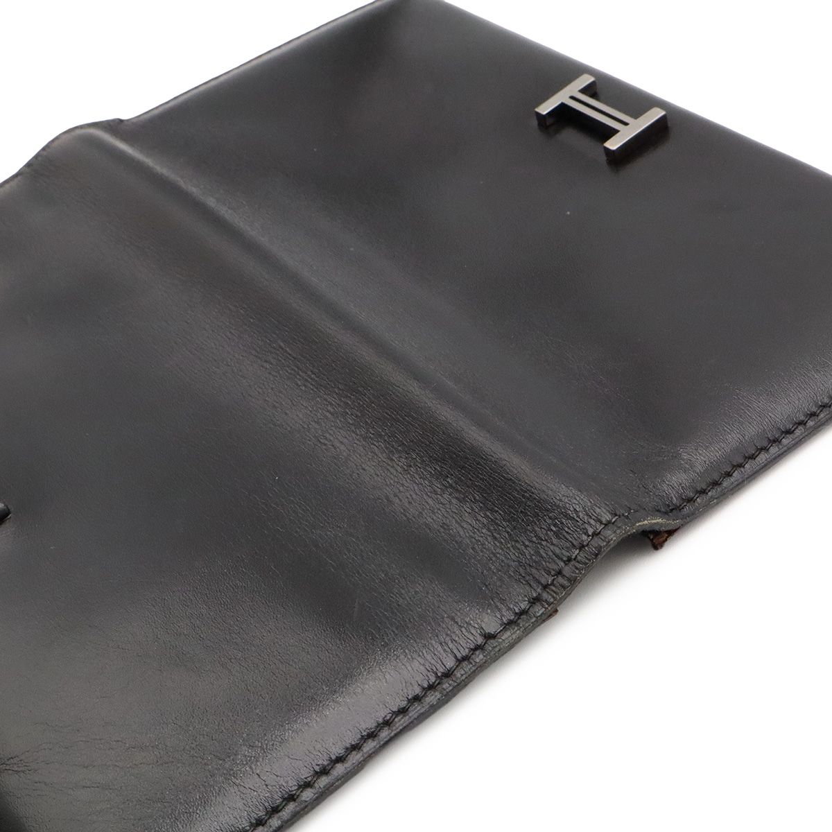 Hermes Bearn Classic Wallet Bifold Box Calf Leather Black Silver — view 4