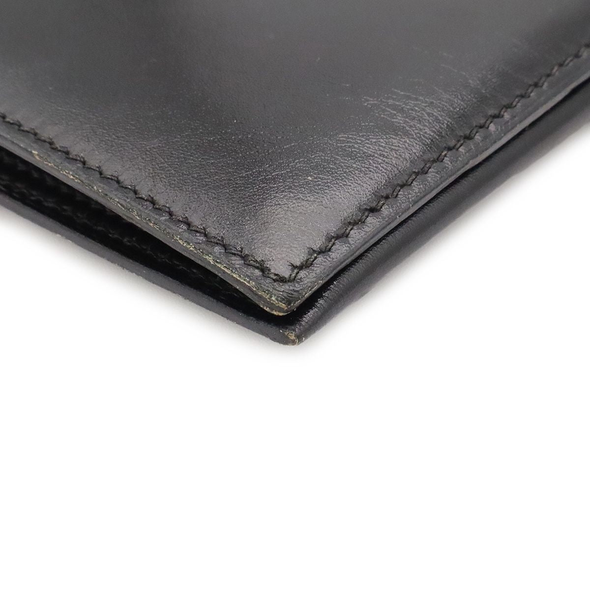 Hermes Bearn Classic Wallet Bifold Box Calf Leather Black Silver — view 5