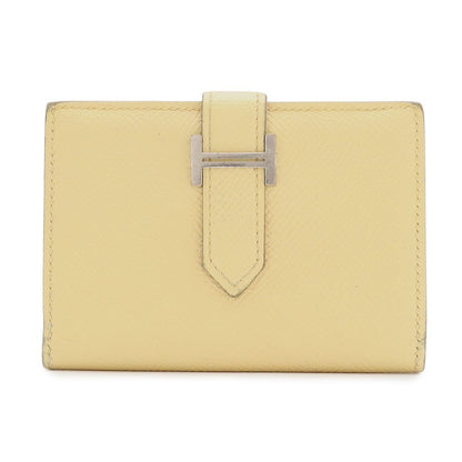 Hermes Bearn Card Case Business Veau Epsom Cream Yellow Silver