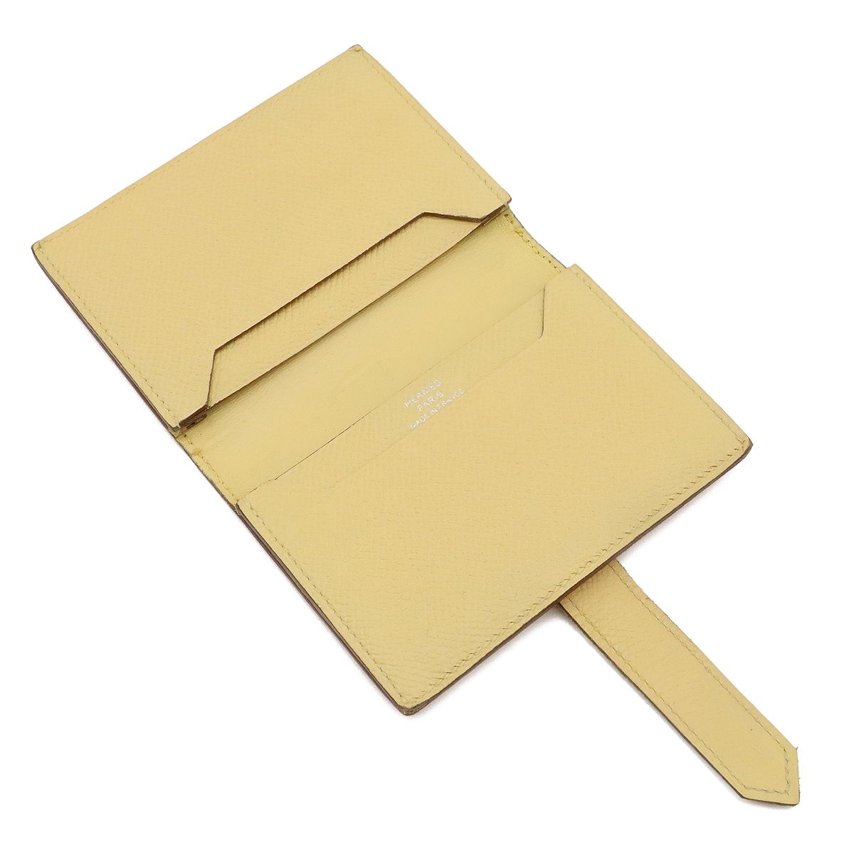 Hermes Bearn Card Case Business Veau Epsom Cream Yellow Silver — view 7