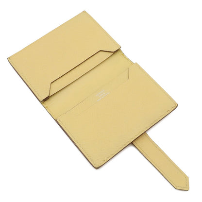 Hermes Bearn Card Case Business Veau Epsom Cream Yellow Silver — view 7