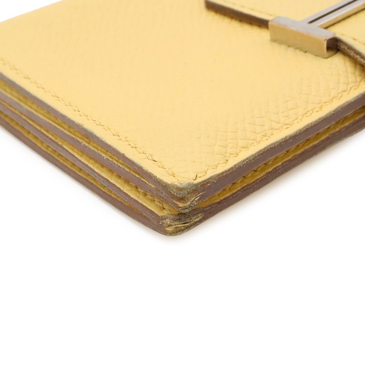 Hermes Bearn Card Case Business Veau Epsom Cream Yellow Silver — view 3