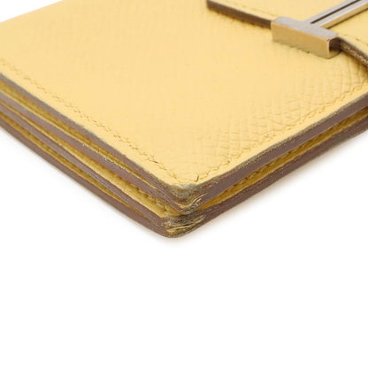 Hermes Bearn Card Case Business Veau Epsom Cream Yellow Silver — view 3