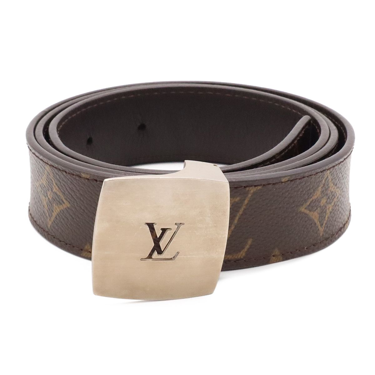 Louis Vuitton Monogram Ceinture LV Cut Belt Silver 90