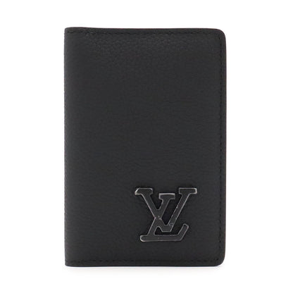 Louis Vuitton LV Aerogram Pocket Organizer Card Case Business Leather Black