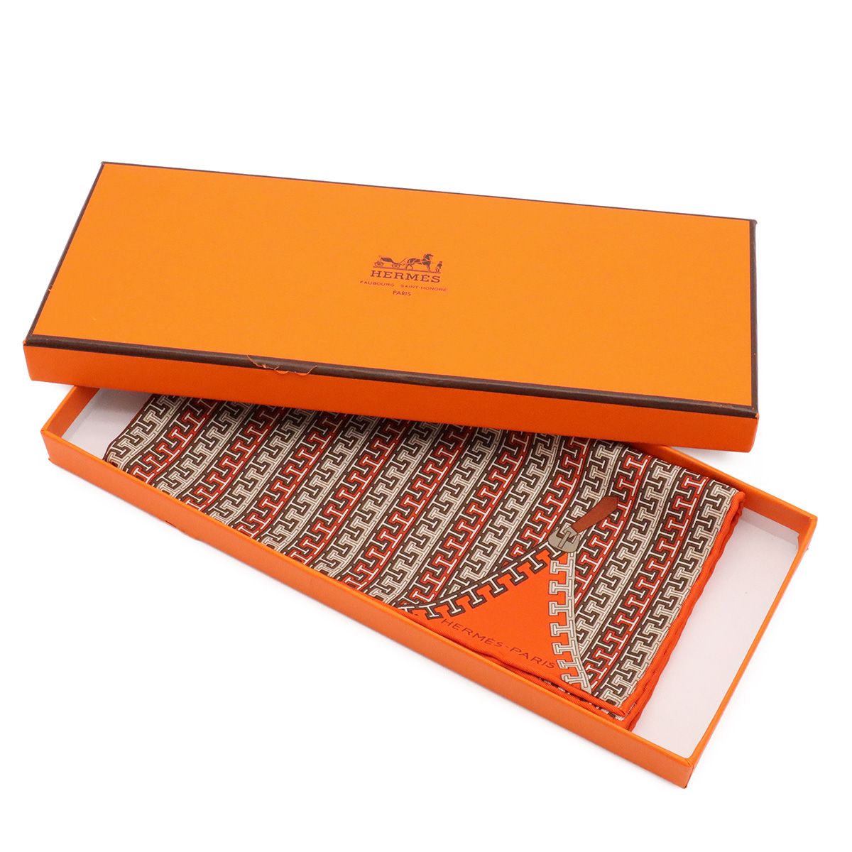 Hermes Carre 40 Petit Scarf Handkerchief Bandana Pocket Square Zipper Pattern — view 5
