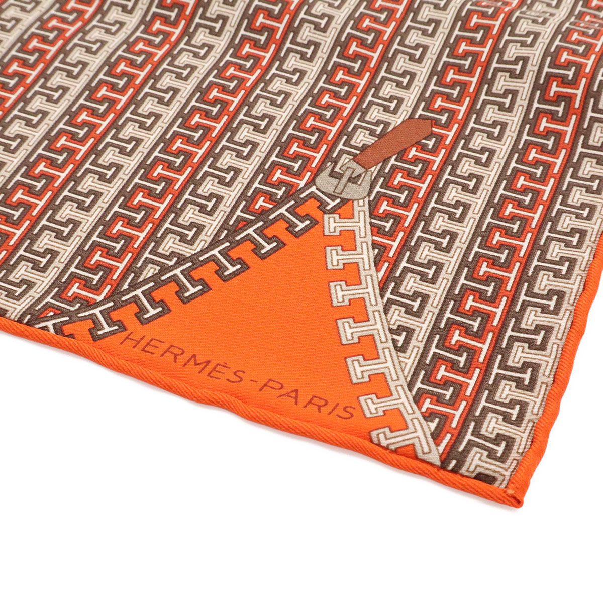 Hermes Carre 40 Petit Scarf Handkerchief Bandana Pocket Square Zipper Pattern — view 3