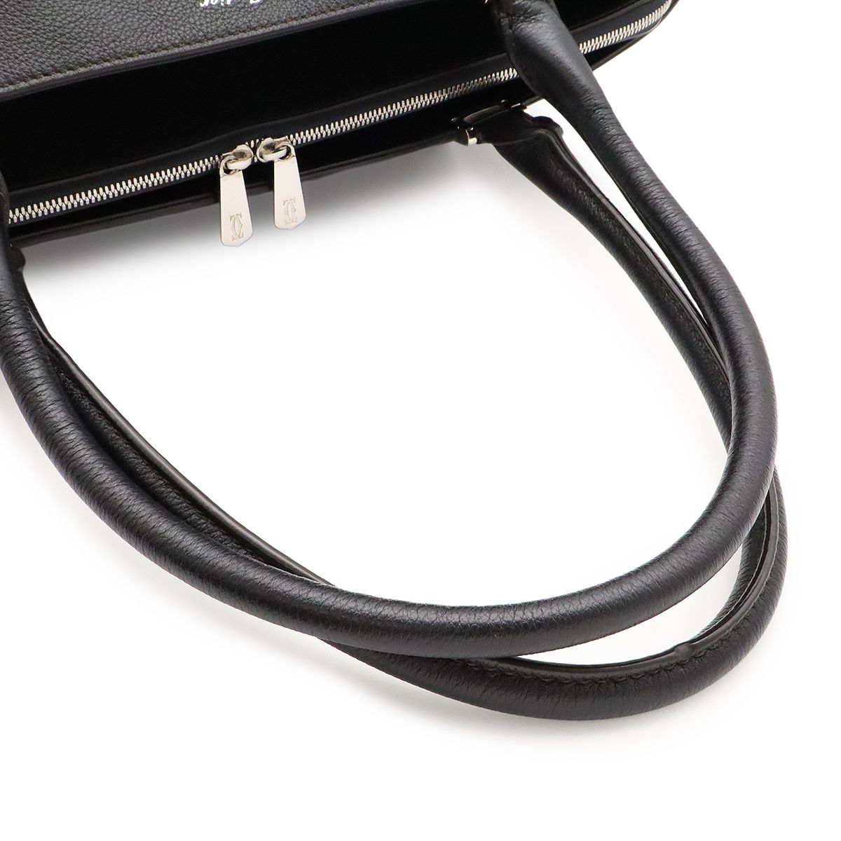 Cartier C de Cartier MM Tote Shoulder Bag Leather Black Silver — view 4