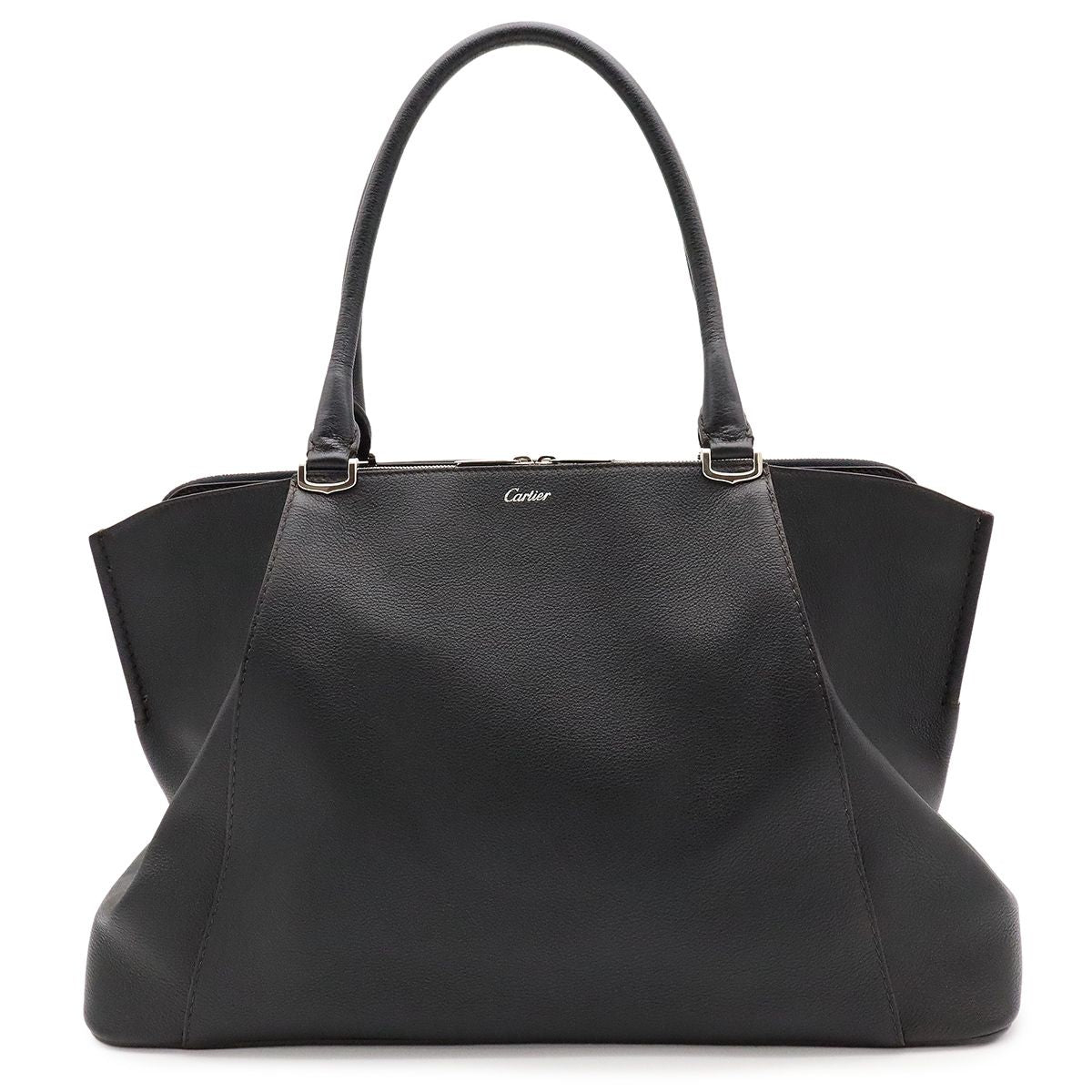 Cartier C de Cartier MM Tote Shoulder Bag Leather Black Silver