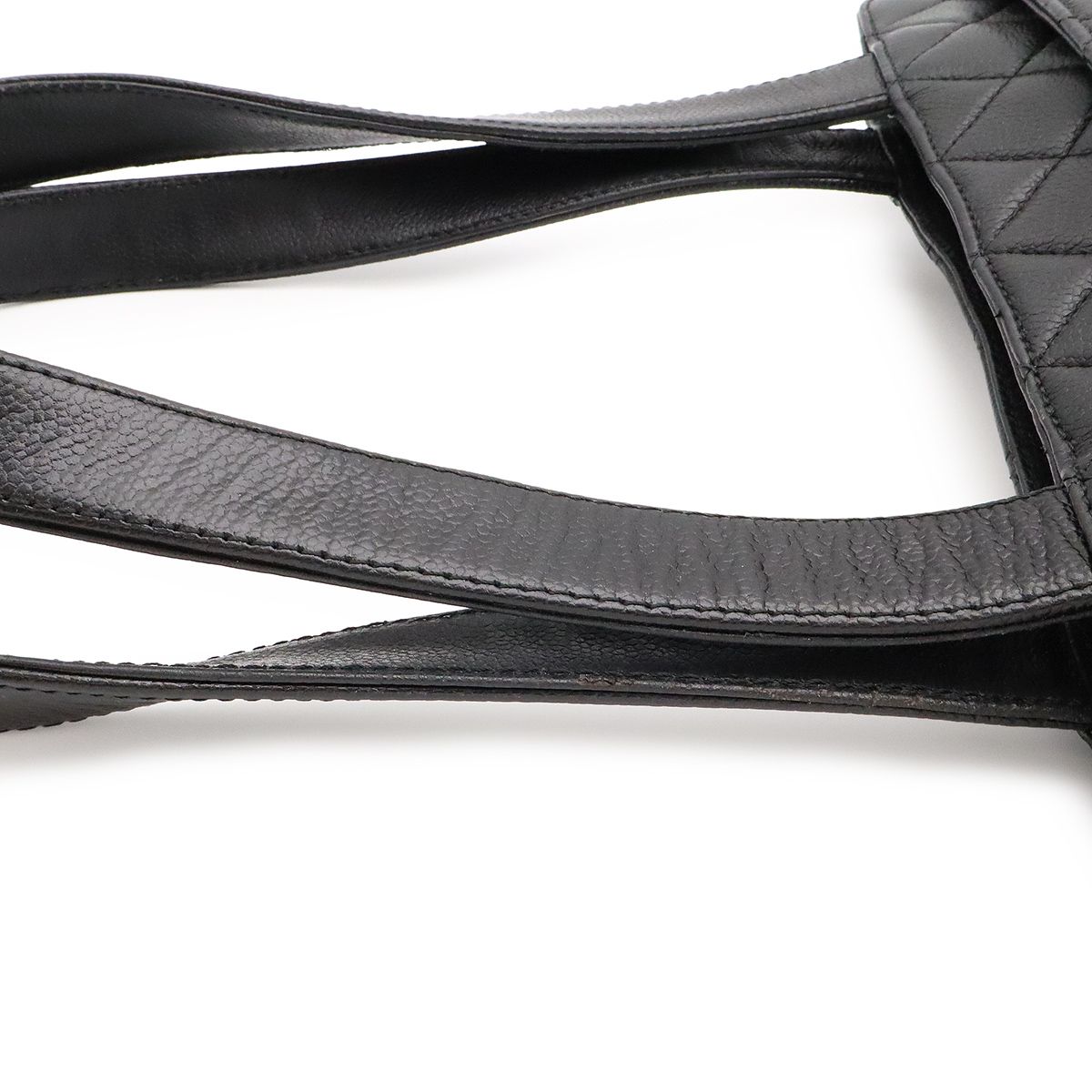 Chanel Quilted CC Logo Tote Shoulder Bag Caviar Leather Black Silver — view 4