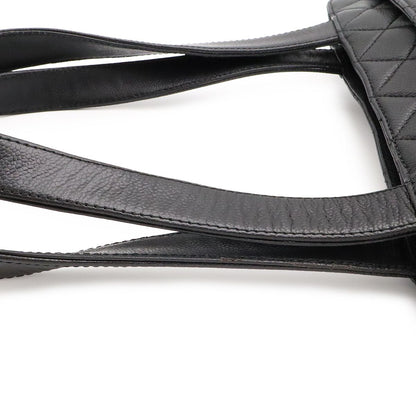 Chanel Quilted CC Logo Tote Shoulder Bag Caviar Leather Black Silver — view 4