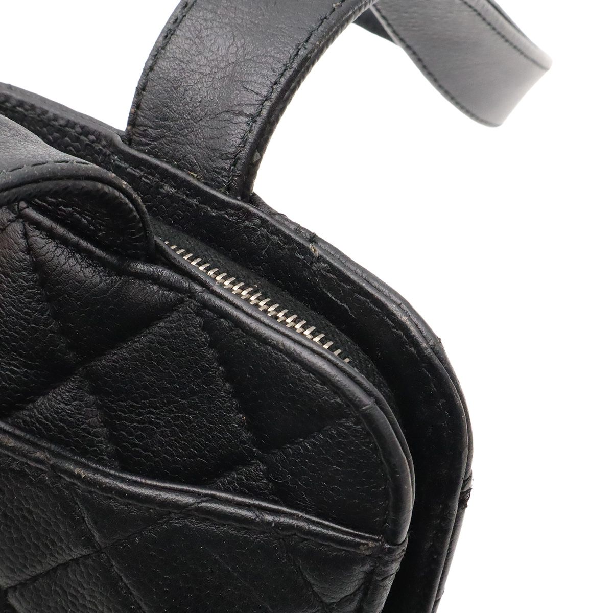Chanel Quilted CC Logo Tote Shoulder Bag Caviar Leather Black Silver — view 6