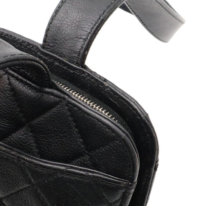 Chanel Quilted CC Logo Tote Shoulder Bag Caviar Leather Black Silver — view 6