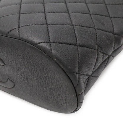 Chanel Quilted CC Logo Tote Shoulder Bag Caviar Leather Black Silver — view 3