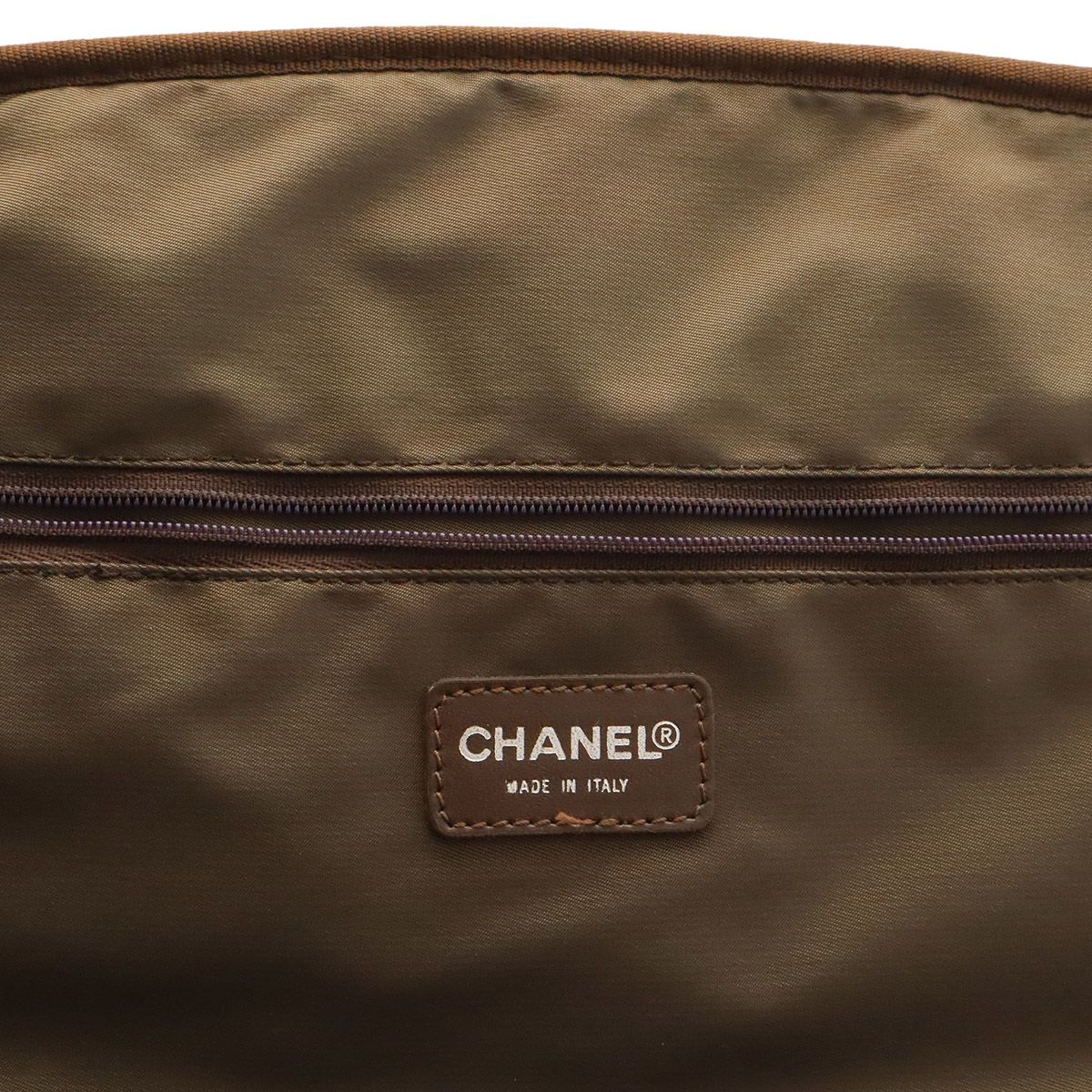 Chanel New Travel Line Boston Bag Purse 2-Way Nylon Jacquard Leather Khaki — view 7