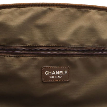 Chanel New Travel Line Boston Bag Purse 2-Way Nylon Jacquard Leather Khaki — view 7