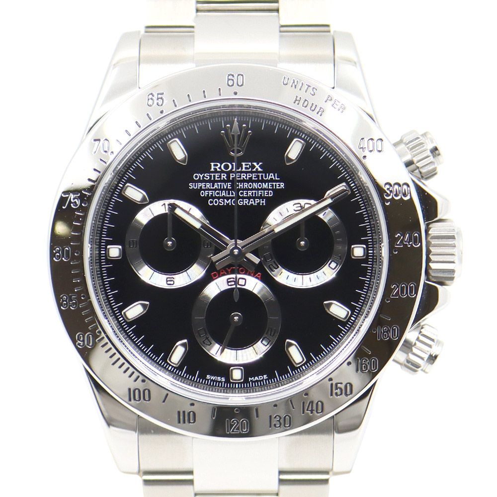 Rolex Daytona Black SS Automatic Satin Finish Buckle Watch