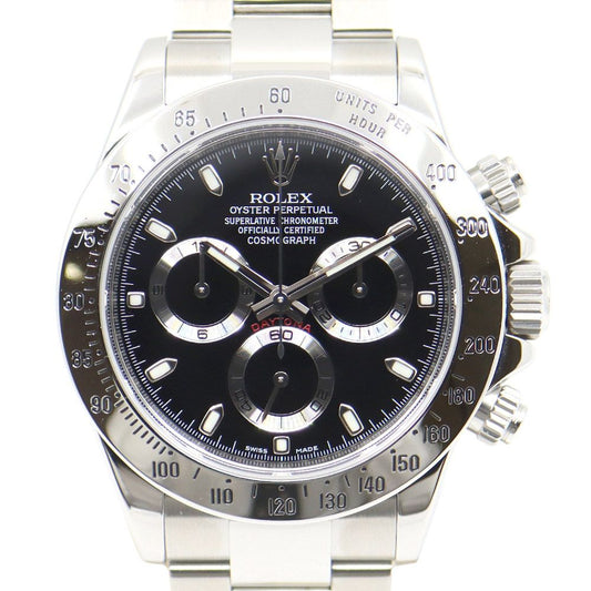 Rolex Daytona Black SS Automatic Satin Finish Buckle Watch