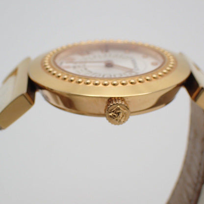 Versace Vanity Quartz Boys' Watch Pink Gold Silver Dial Leather Strap P5q — view 7