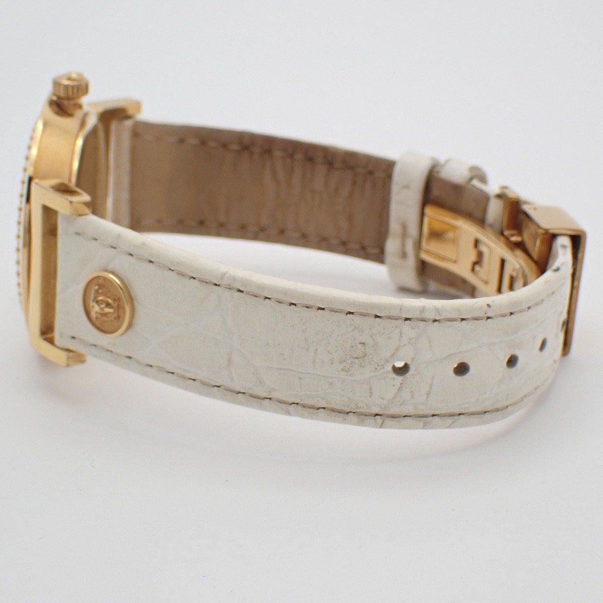 Versace Vanity Quartz Boys' Watch Pink Gold Silver Dial Leather Strap P5q — view 5