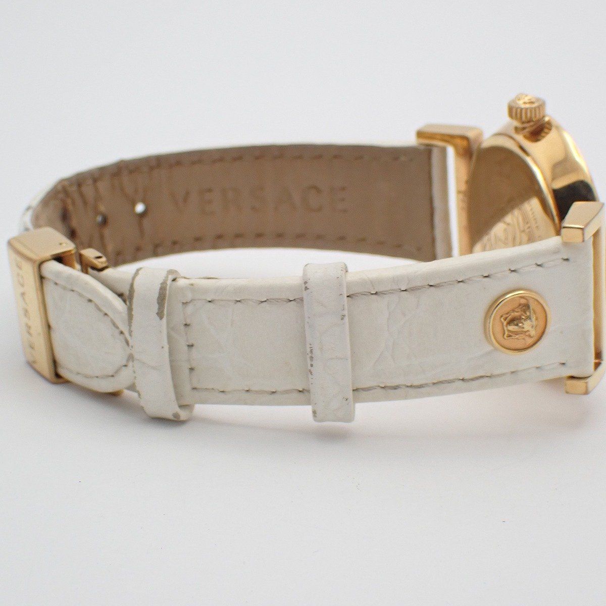 Versace Vanity Quartz Boys' Watch Pink Gold Silver Dial Leather Strap P5q — view 4