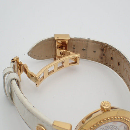 Versace Vanity Quartz Boys' Watch Pink Gold Silver Dial Leather Strap P5q — view 6