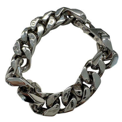 Louis Vuitton Bracelet Metal Leather LV Chain Links Silver — view 3