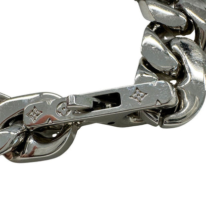 Louis Vuitton Bracelet Metal Leather LV Chain Links Silver — view 4