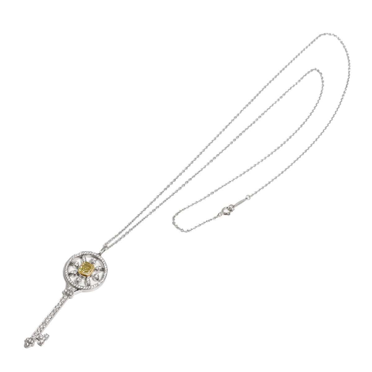 Tiffany & Co Kaleidoscope Key Diamond FY Necklace Pt 18k Yellow Gold — view 2