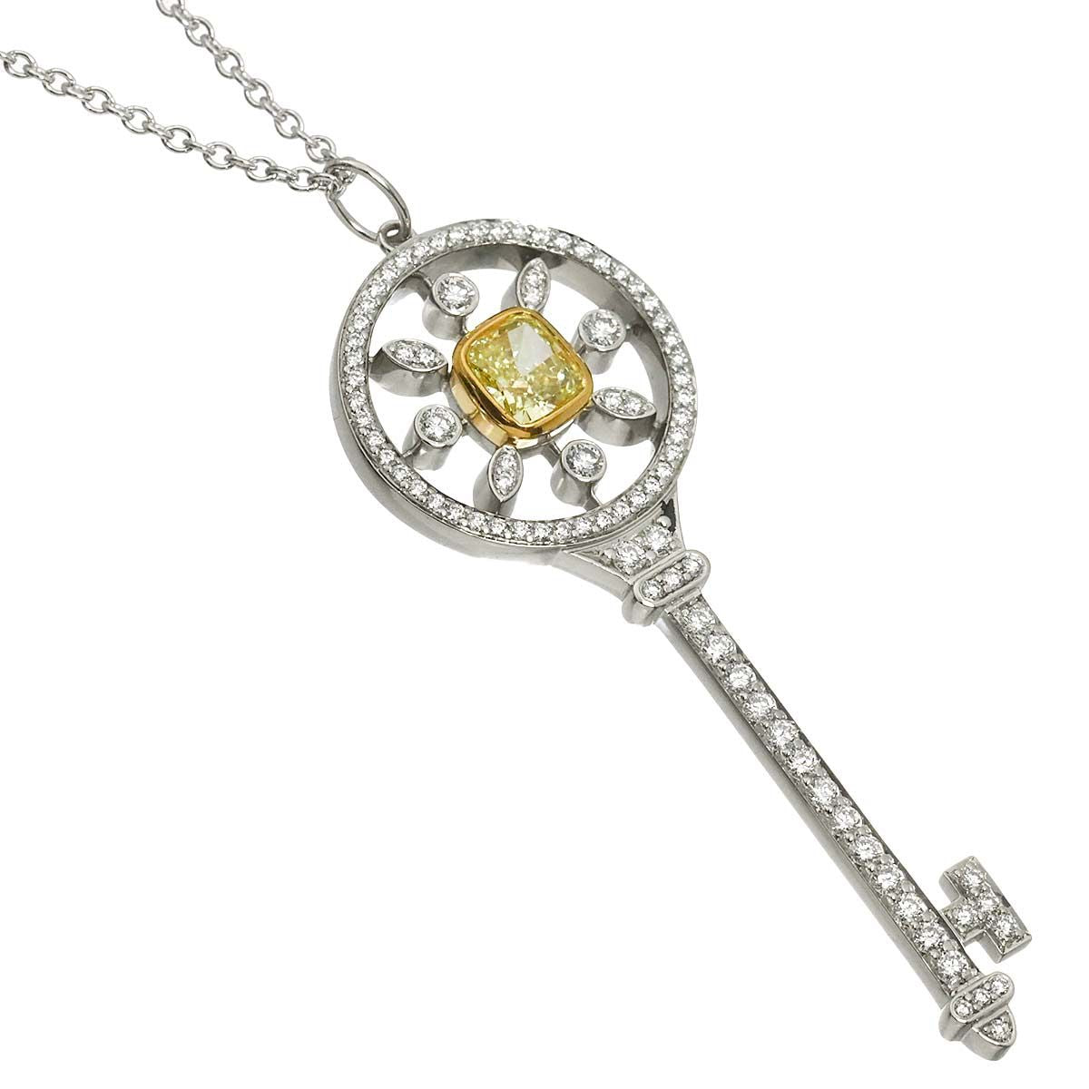 Tiffany & Co Kaleidoscope Key Diamond FY Necklace Pt 18k Yellow Gold — view 3