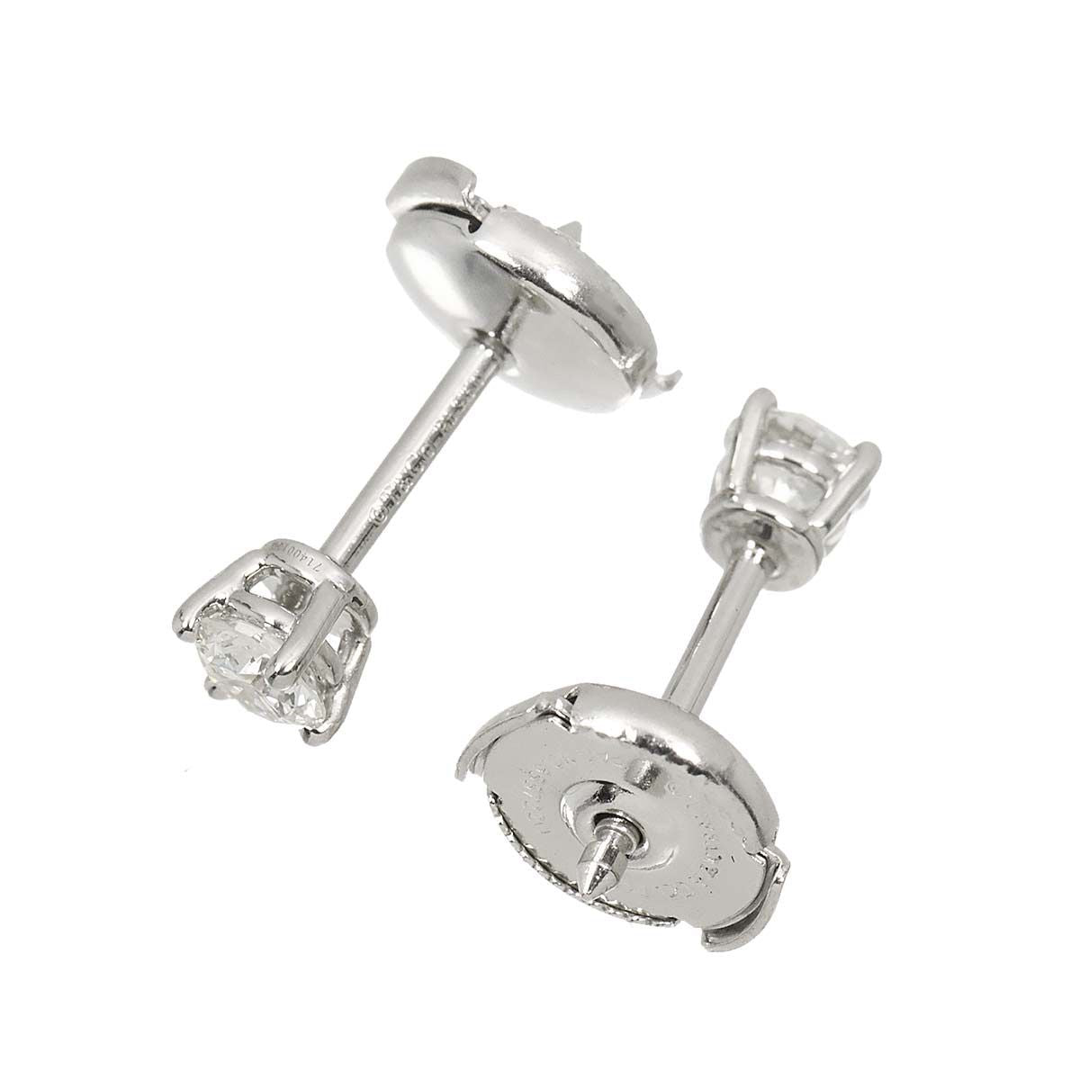 Tiffany & Co Solitaire Diamond X2 I Earrings Pt Stud Pierced — view 3