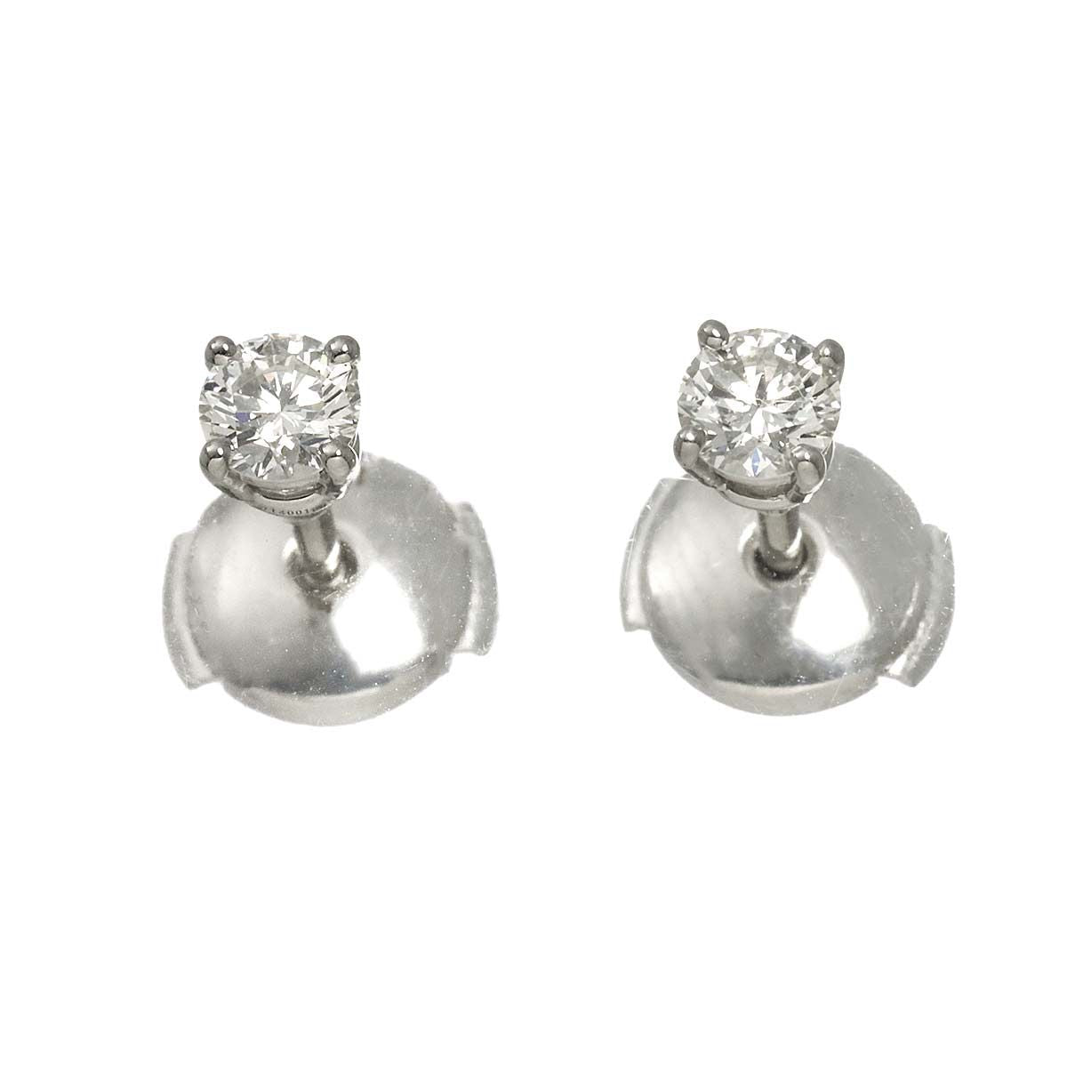 Tiffany & Co Solitaire Diamond X2 I Earrings Pt Stud Pierced — view 2