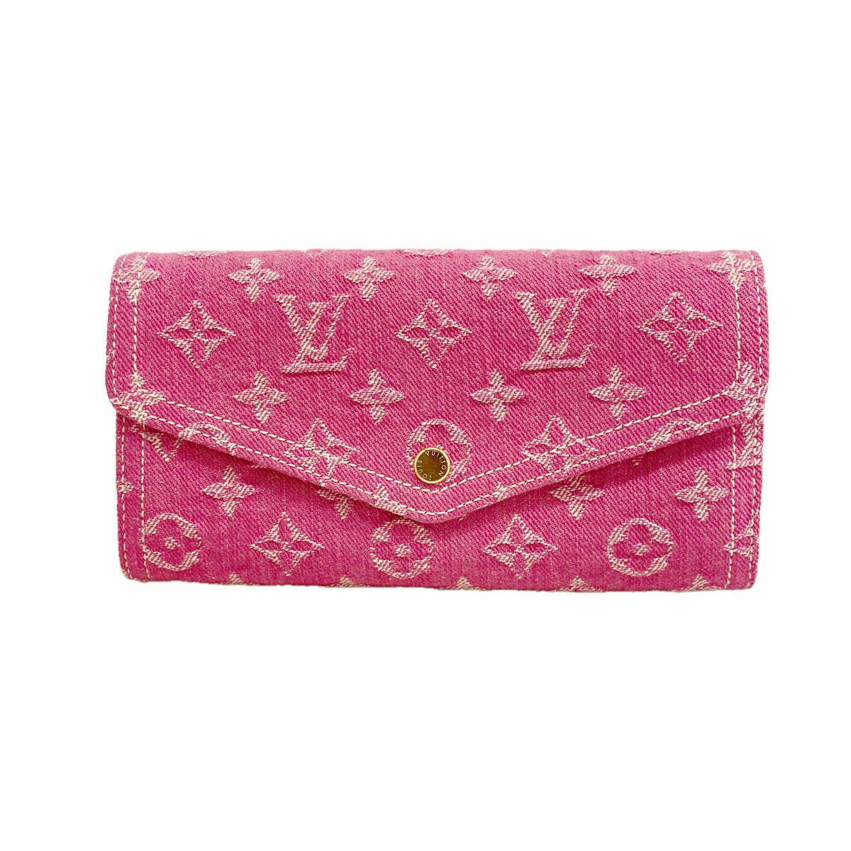 Louis Vuitton Wallet Monogram Denim Portefeuille Sarah Fuchsia