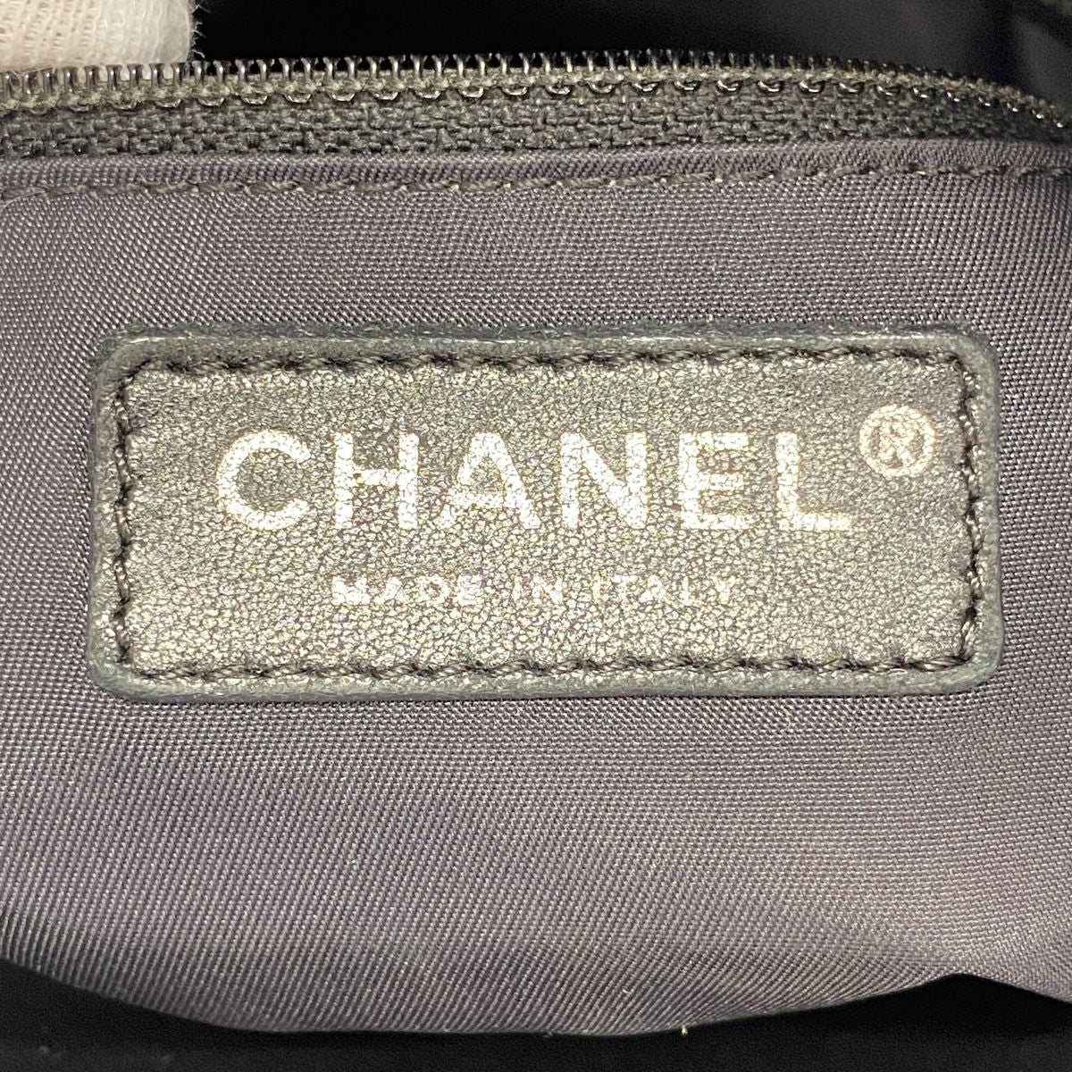 Chanel Tote Bag Paris Biarritz Leather Black Silver — view 5