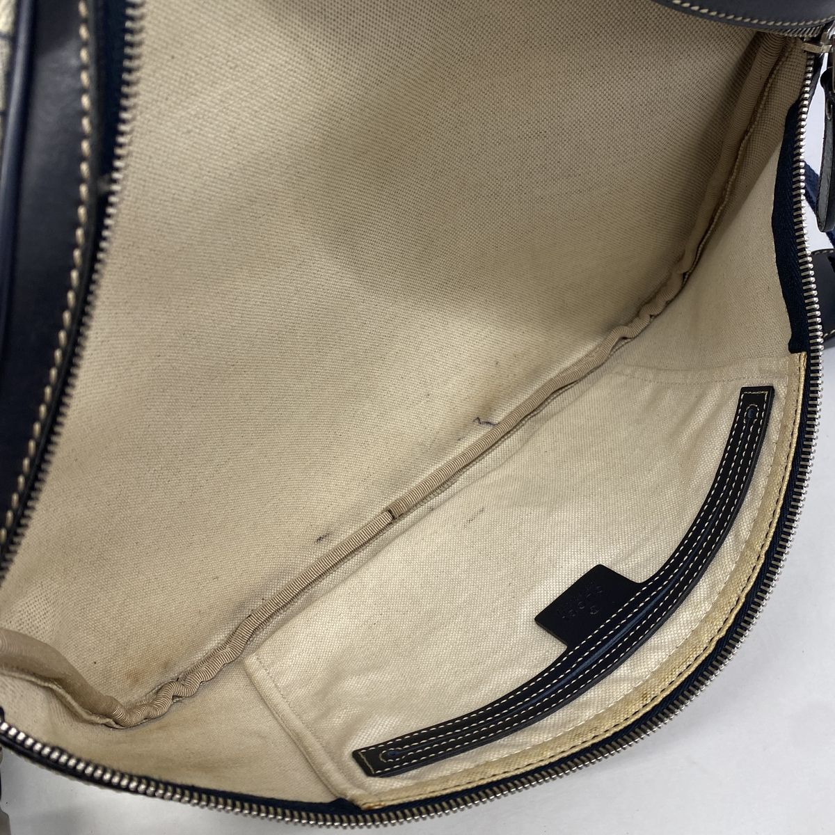Gucci Waist Bag GG Supreme Navy Brown Silver — view 4