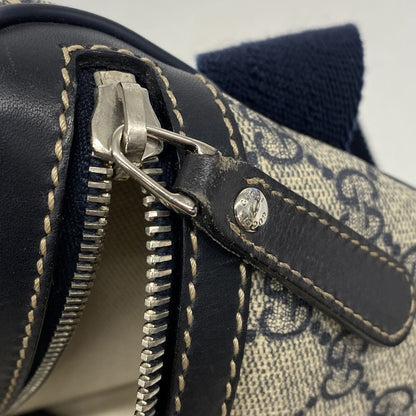 Gucci Waist Bag GG Supreme Navy Brown Silver — view 6