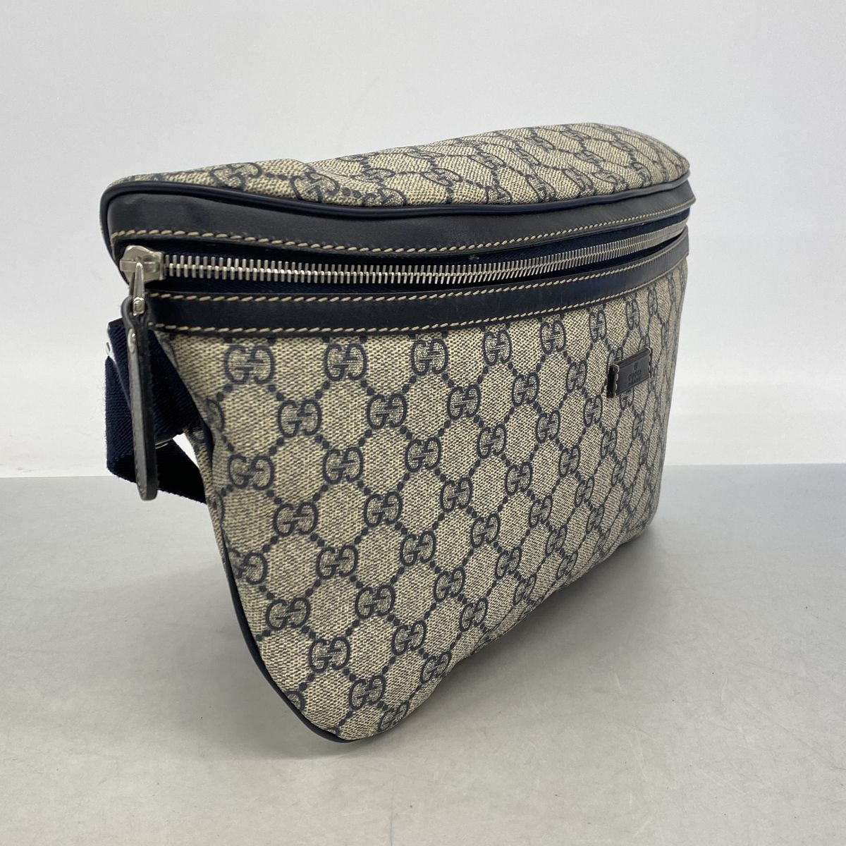 Gucci Waist Bag GG Supreme Navy Brown Silver — view 2