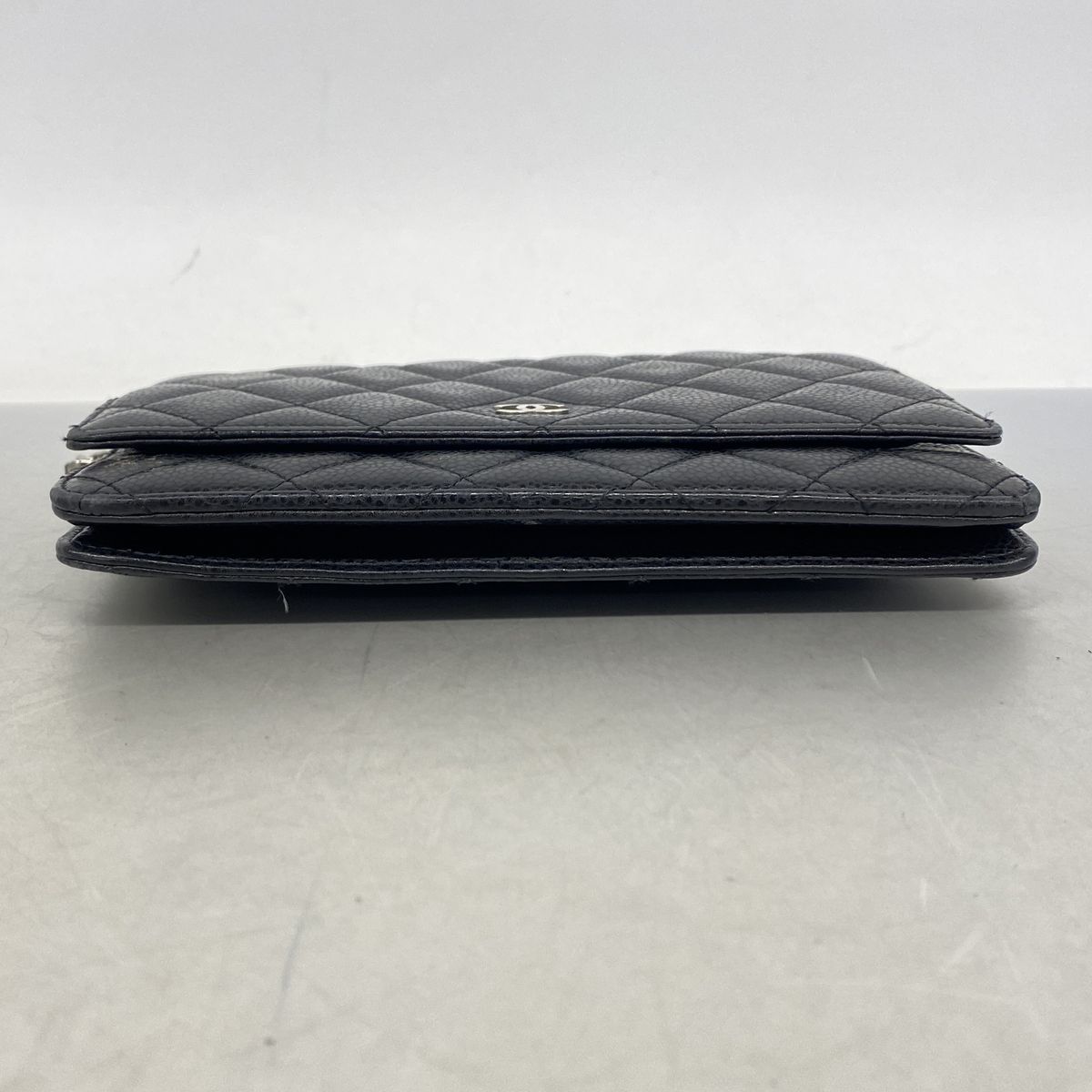Chanel Wallet on Chain Quilted Caviar Leather Black Silver Shoulder Bag — view 3