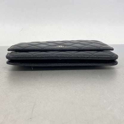 Chanel Wallet on Chain Quilted Caviar Leather Black Silver Shoulder Bag — view 3