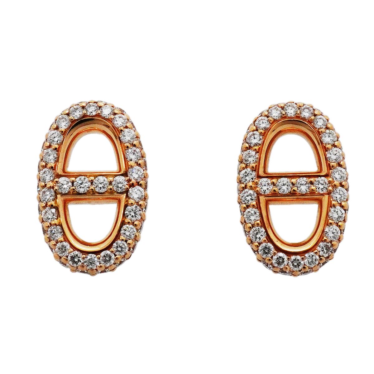 Hermes Earrings Chaine D'ancre Farandole 18k Pink Gold Diamond