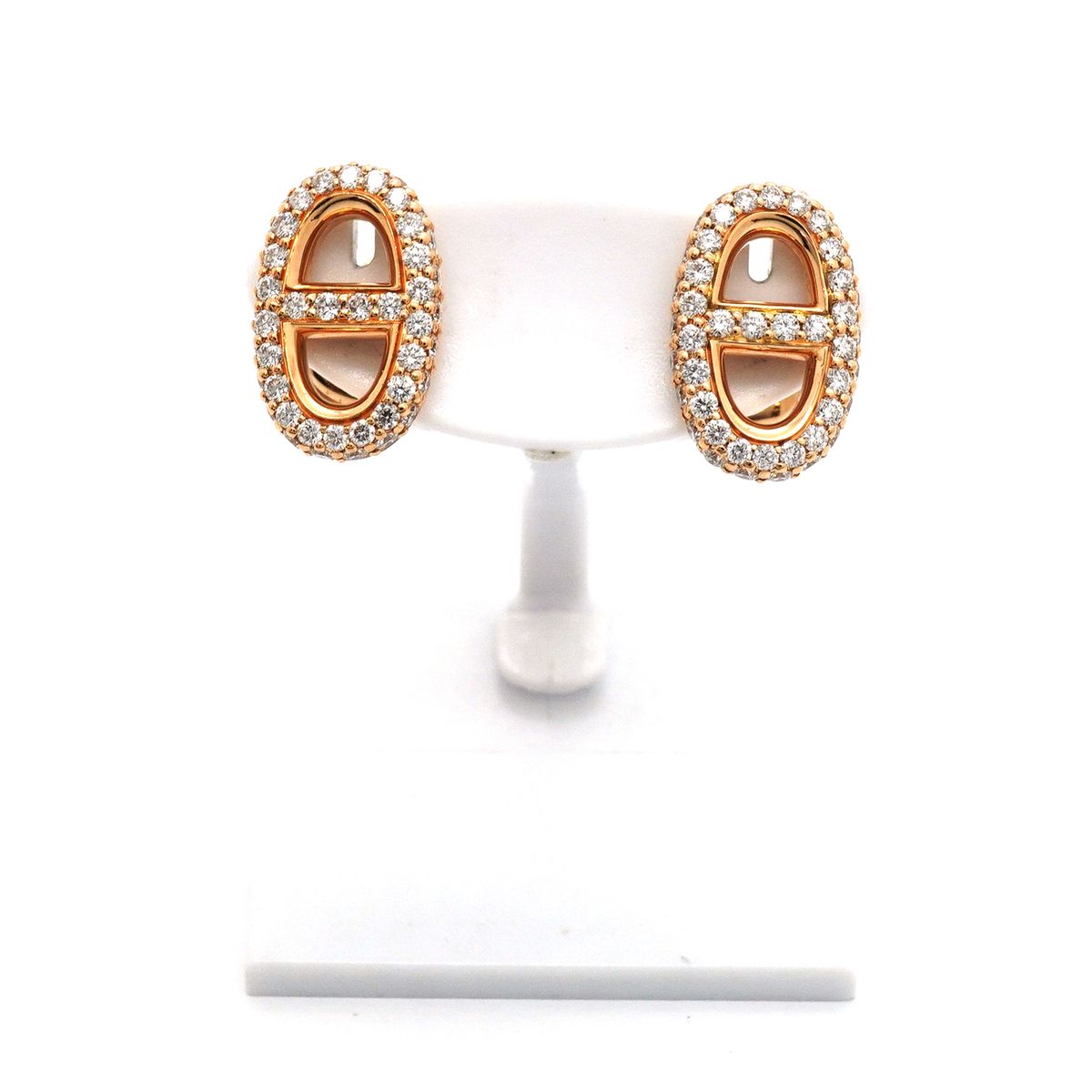 Hermes Earrings Chaine D'ancre Farandole 18k Pink Gold Diamond — view 2