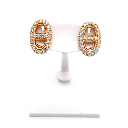 Hermes Earrings Chaine D'ancre Farandole 18k Pink Gold Diamond — view 2