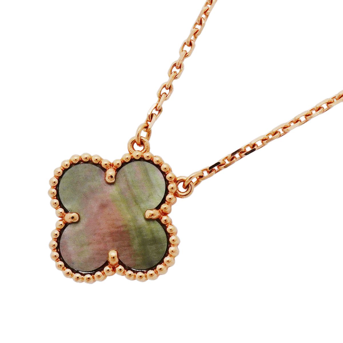 Van Cleef & Arpels Necklace Vintage Alhambra 18k Pink Gold Gray Mother of Pearl