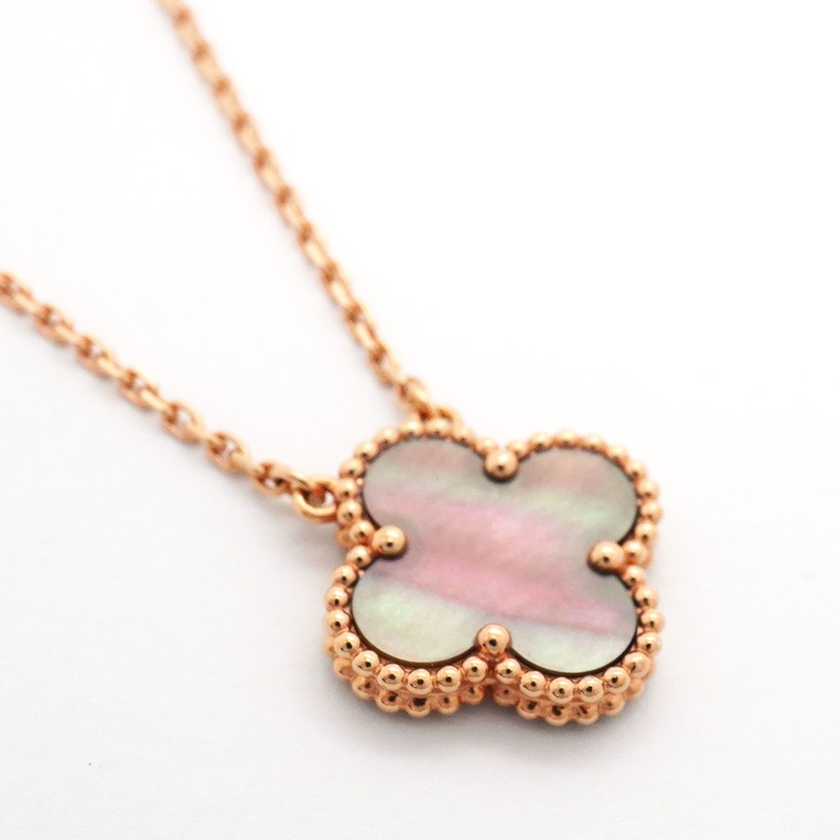 Van Cleef & Arpels Necklace Vintage Alhambra 18k Pink Gold Gray Mother of Pearl — view 2