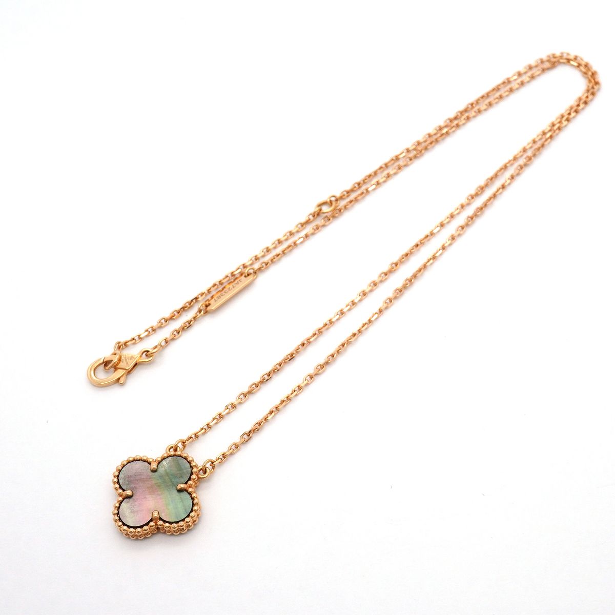 Van Cleef & Arpels Necklace Vintage Alhambra 18k Pink Gold Gray Mother of Pearl — view 3